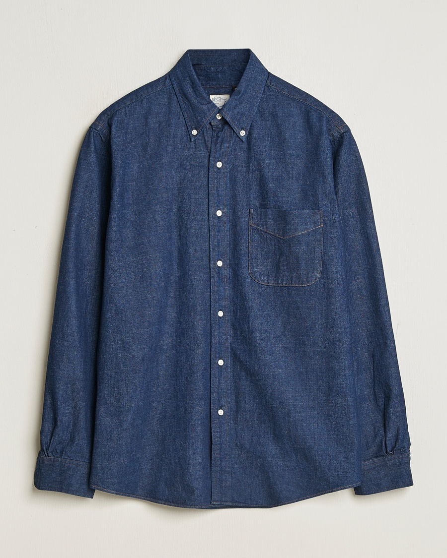 orSlow Denim Button Down Shirt One Wash – Blå