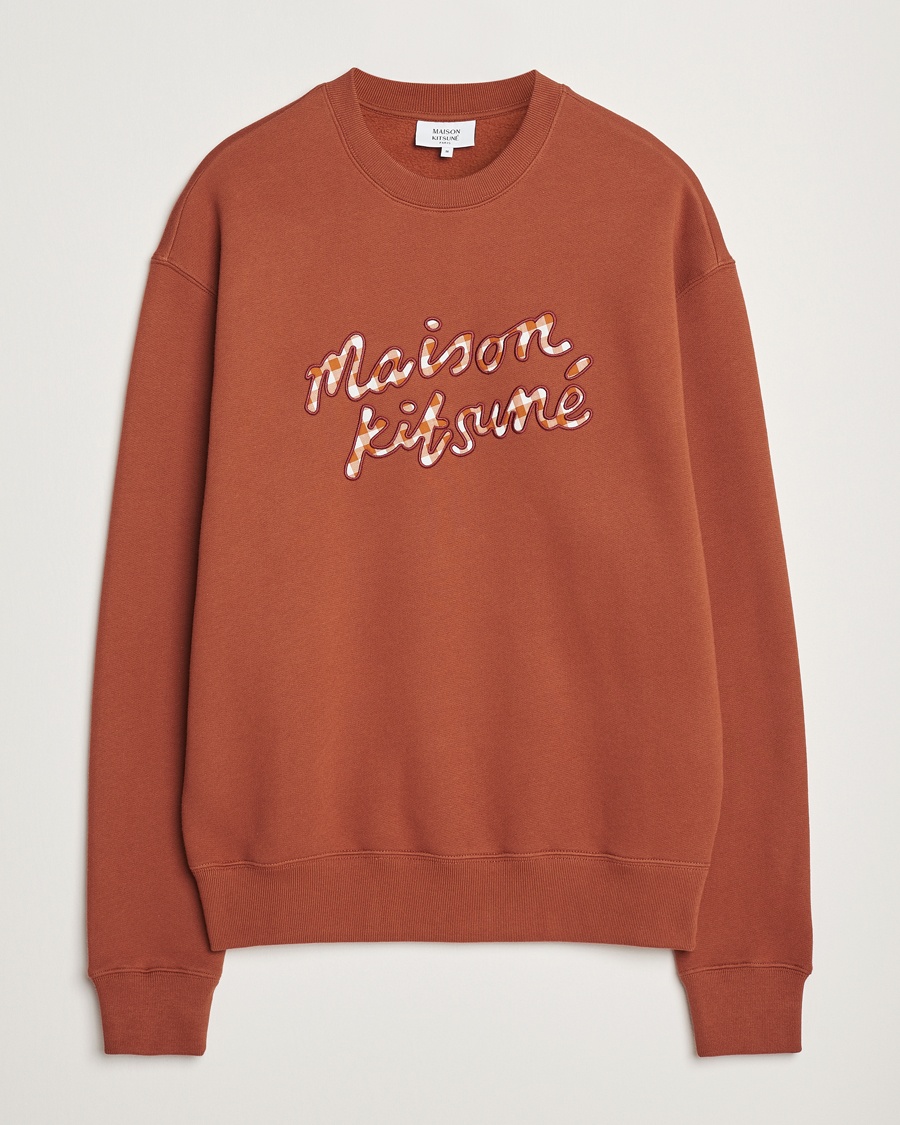 Herr | 60% rea | Maison Kitsuné | Gingham Handwriting Sweatshirt Pecan