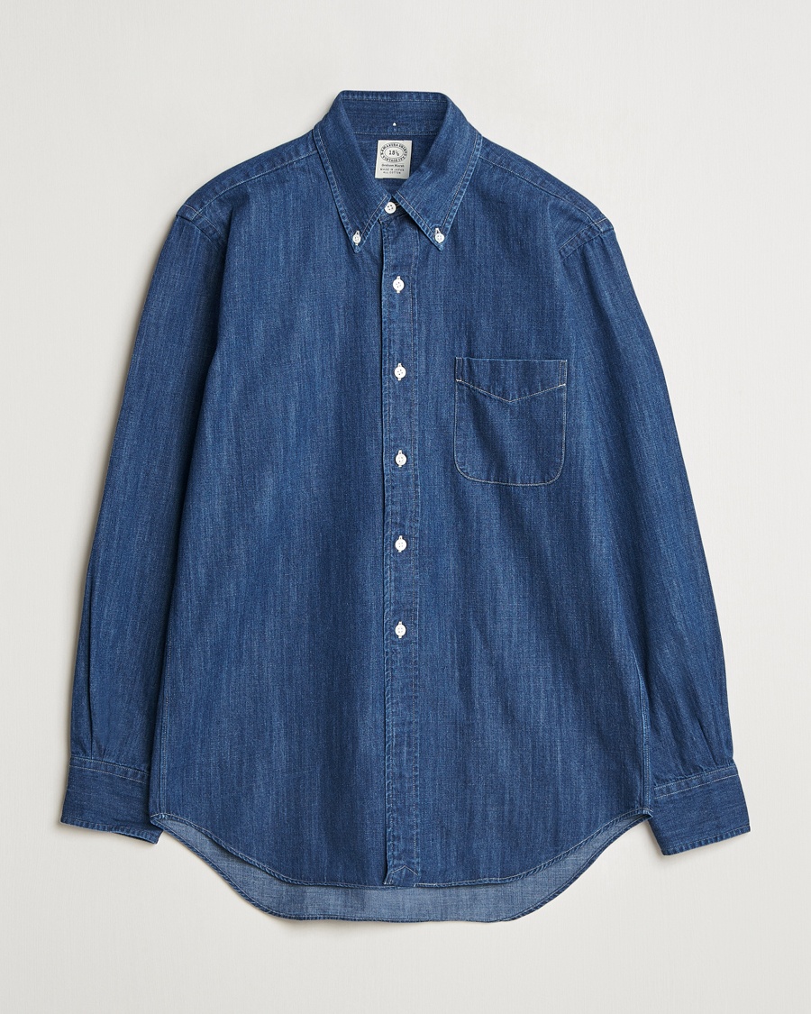 Kamakura Shirts Vintage Ivy Denim Button Down Shirt Dark Blue – Blå