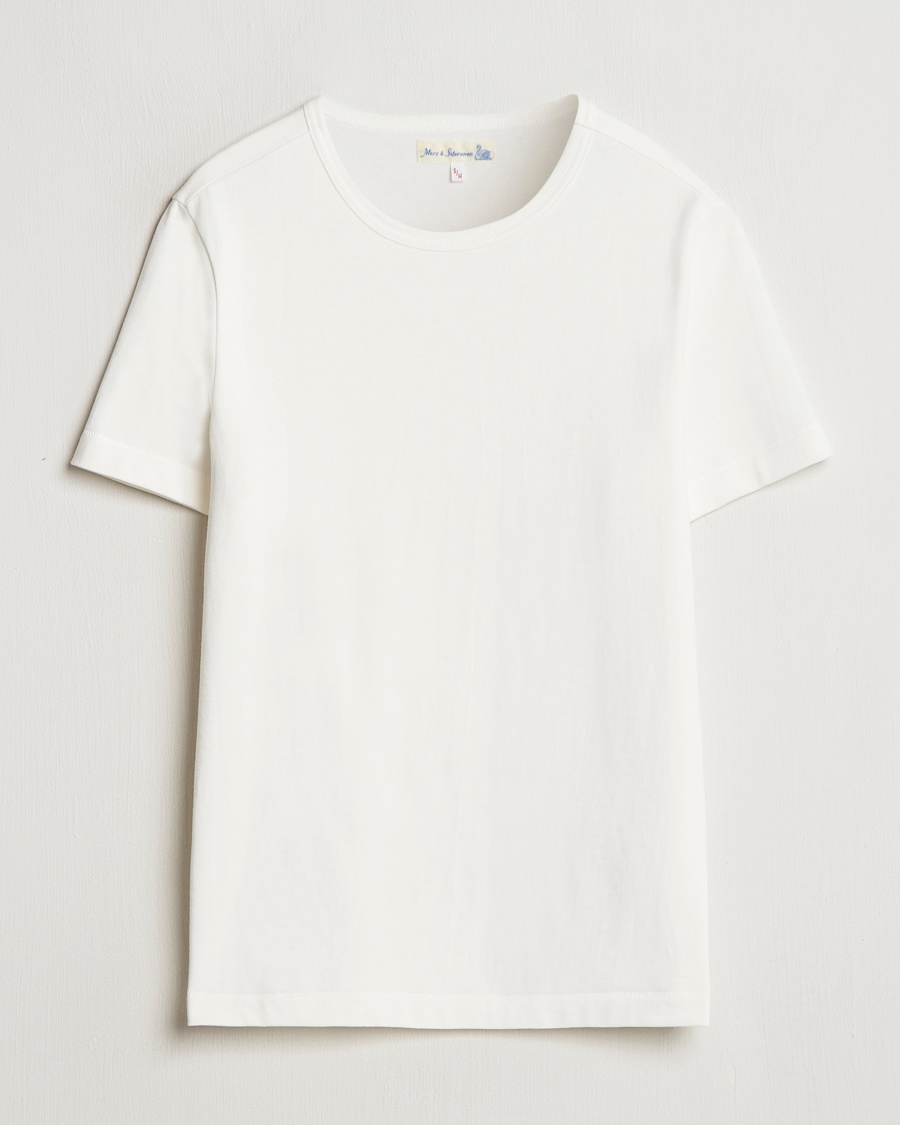 Merz b. Schwanen Classic Fit Loopwheeled T-Shirt White – Vit