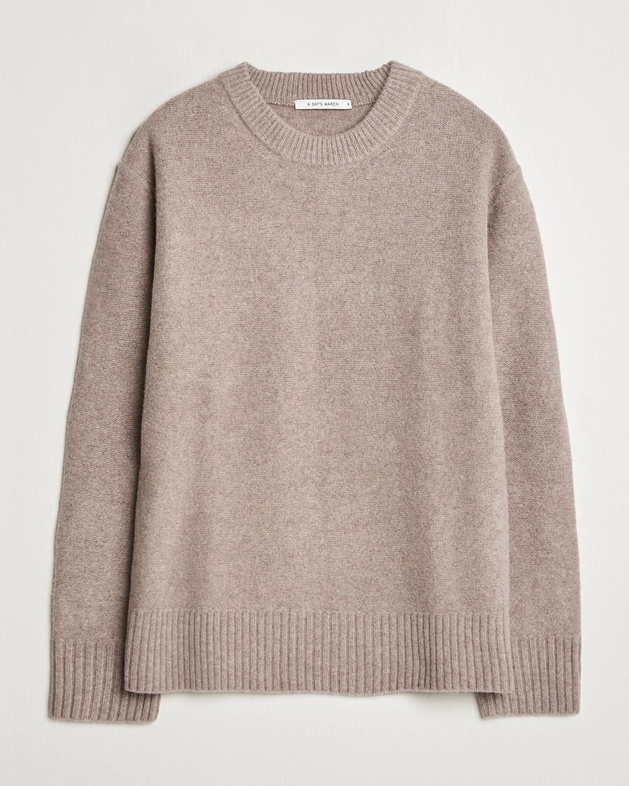 A Day's March Tietar Boiled Merino Sweater Taupe Melange – Brun