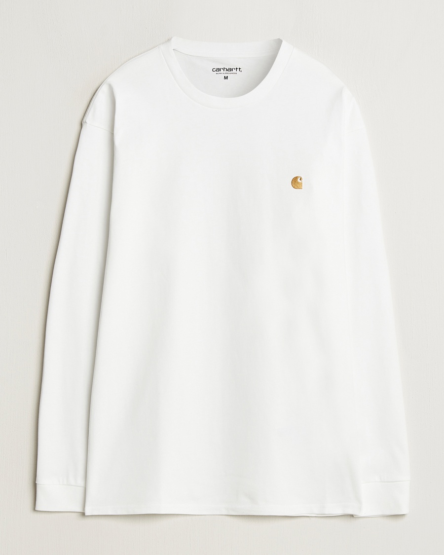 Carhartt WIP Chase Combed Cotton Long Sleeve T-Shirt White/Gold – Vit