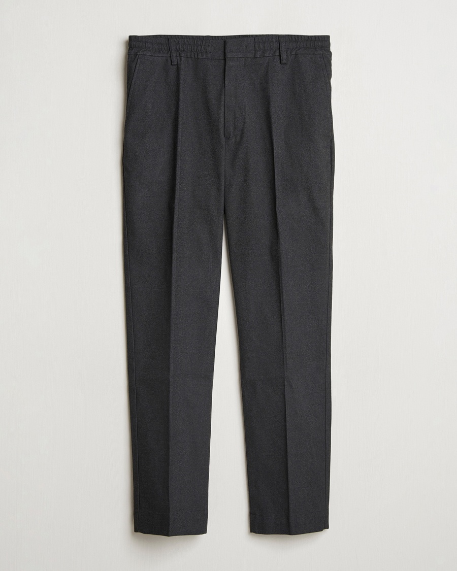 Herr | 40% rea | NN07 | Billie Brushed Drawstring Trousers Black Melange