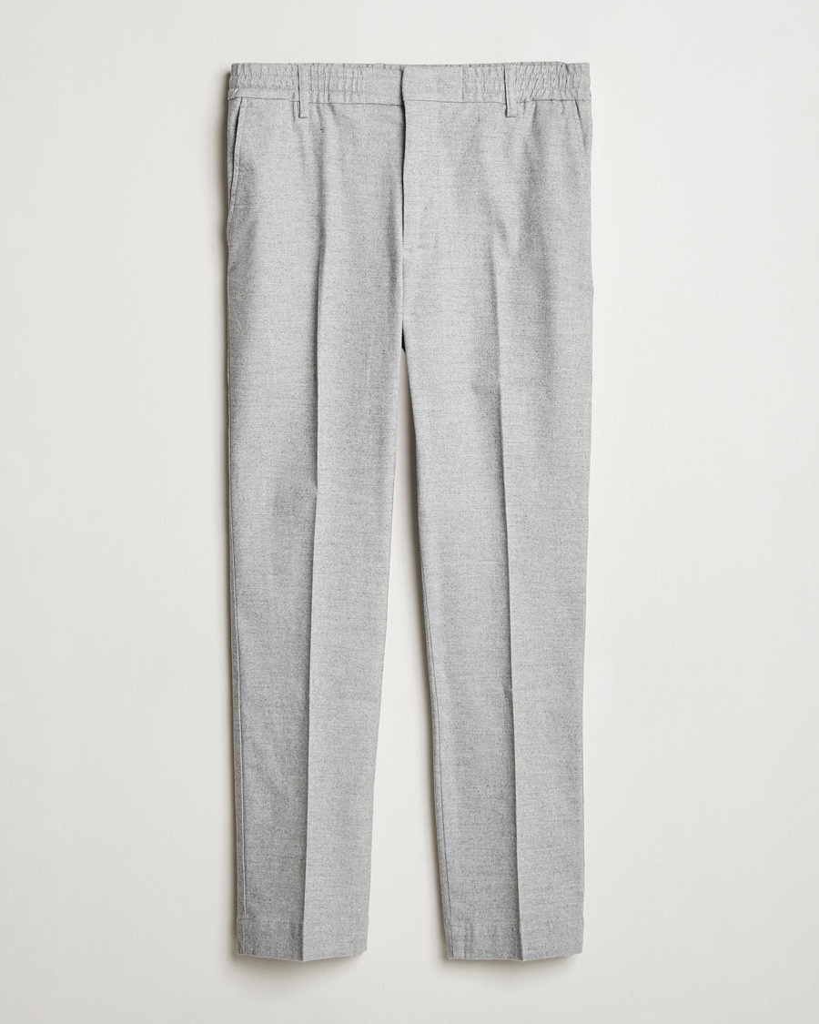 Herr | NN07 | NN07 | Billie Brushed Drawstring Trousers Light Grey Melange