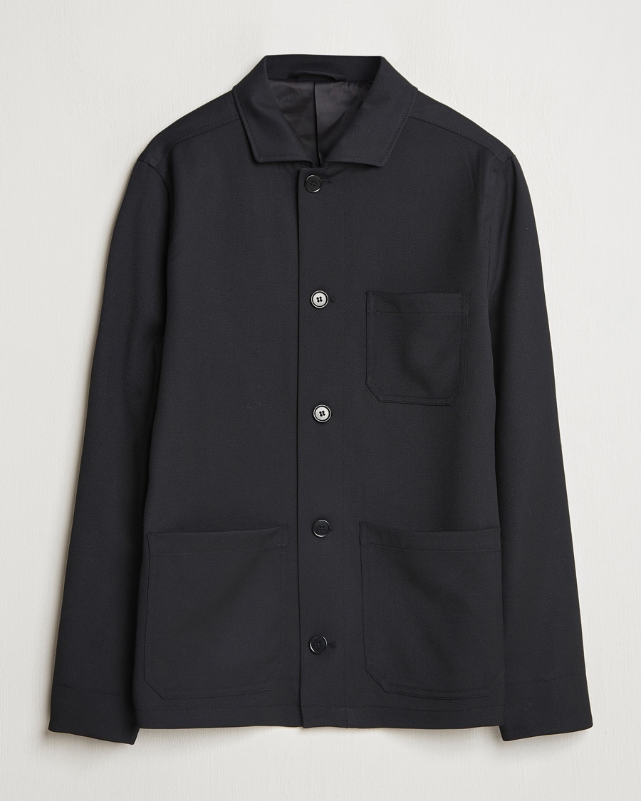 Herr | Overshirts | Filippa K | Louis Wool Gabardine Shirt Jacket Black