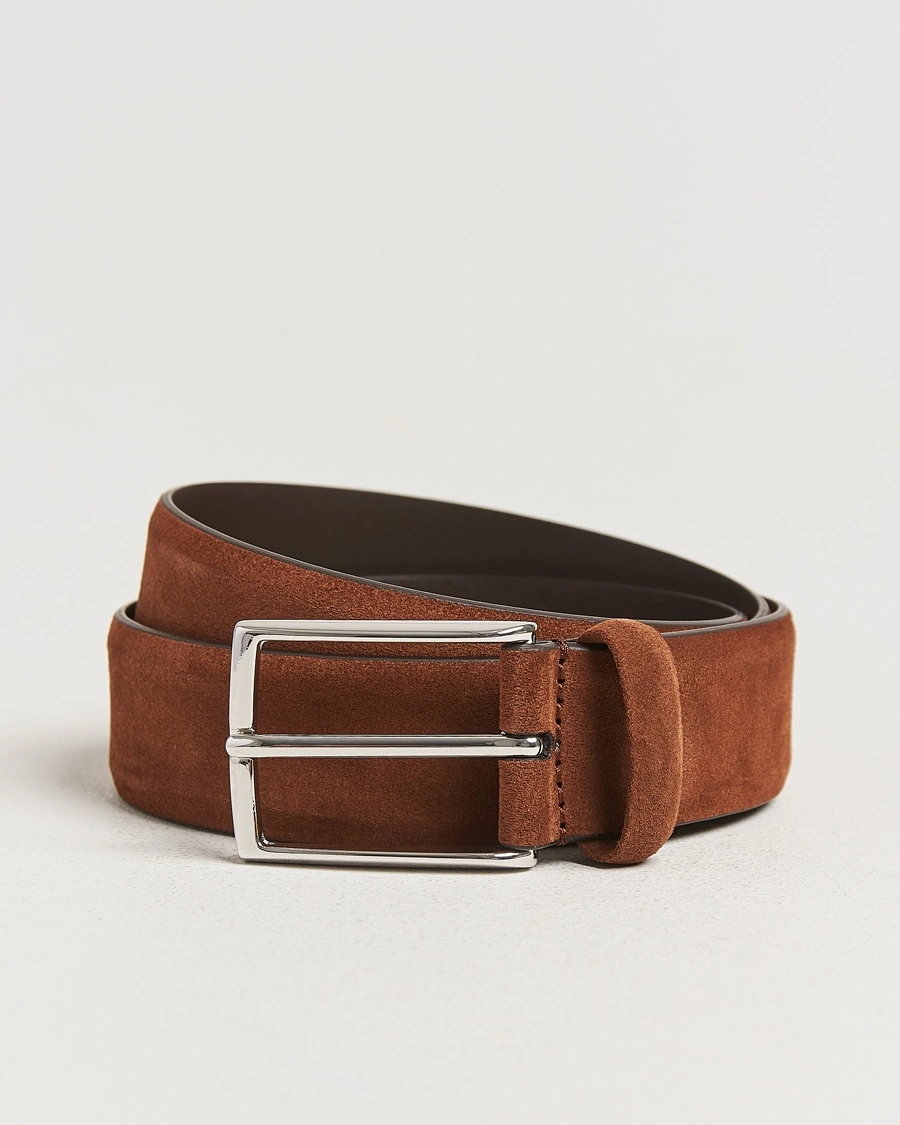 Anderson's Calf Suede 3,5 cm Belt Tobacco – Brun