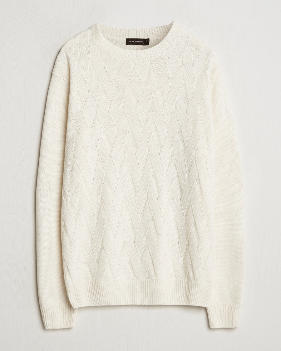 Herr | Kläder | Oscar Jacobson | Aston Wool/Cashmere Knitted Roundneck Off White