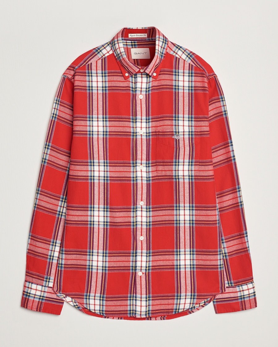 Herr | 40% rea | GANT | Regular Flannel Check Shirt Ruby Red