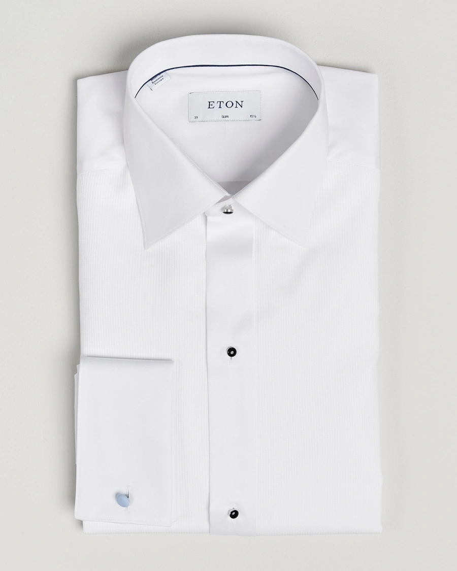 Herr | Formella | Eton | Slim Fit Plissé Tuxedo Shirt White