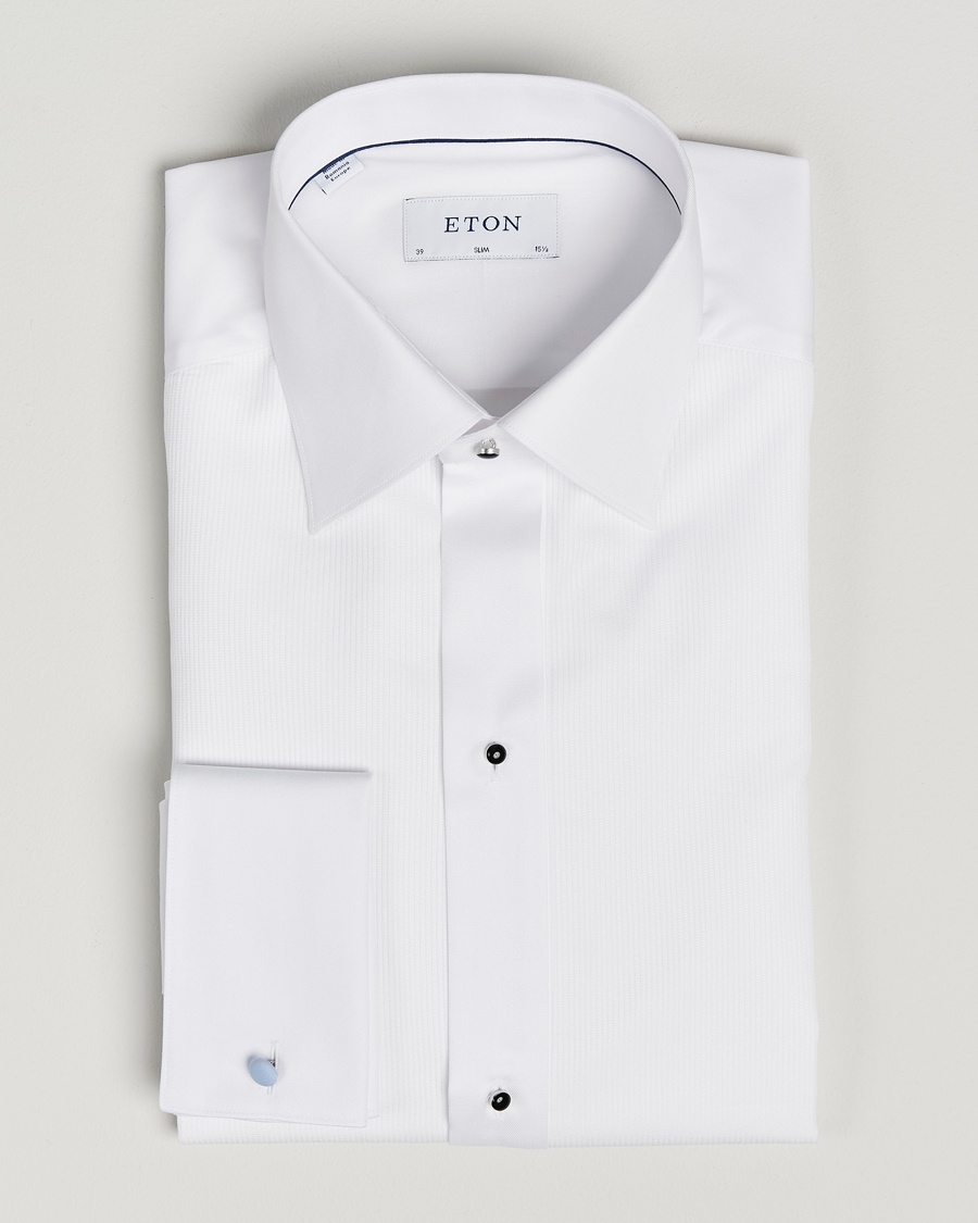 Eton Slim Fit Plissé Tuxedo Shirt White – Vit