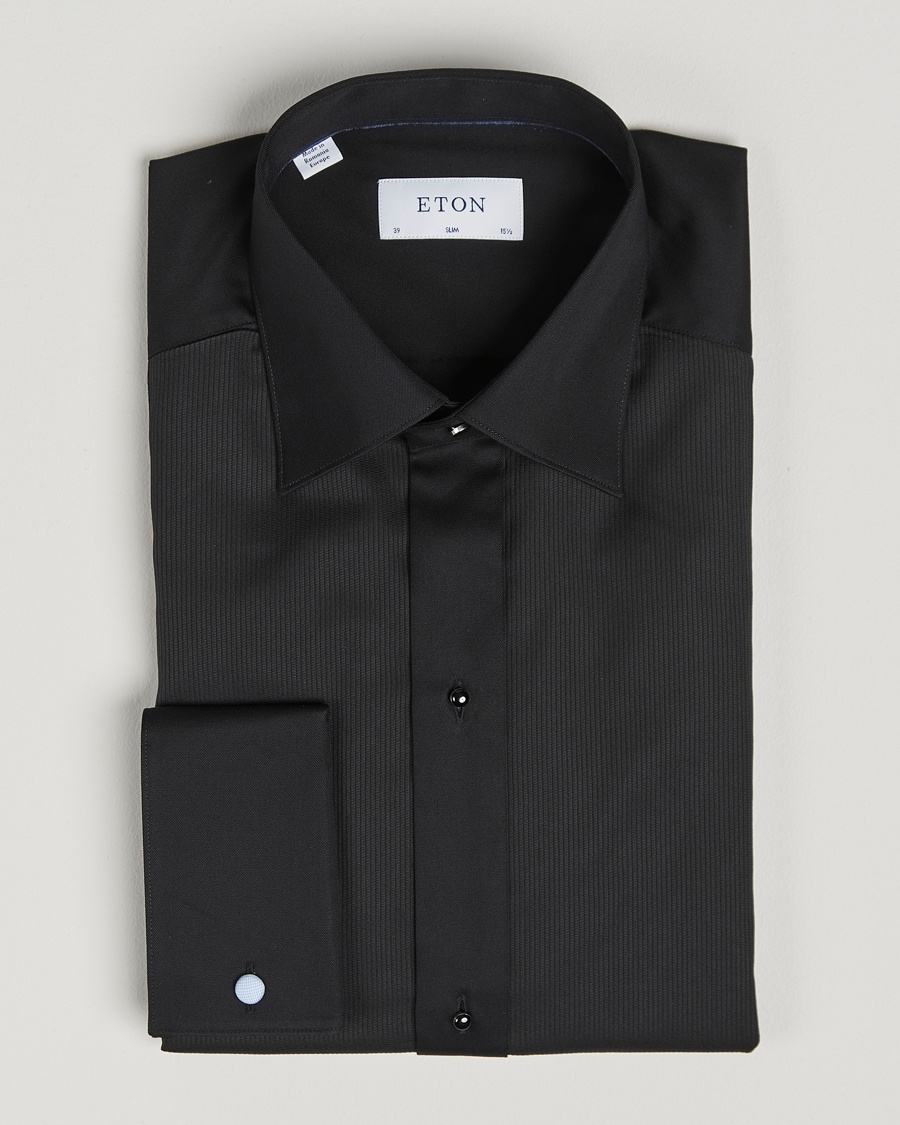 Eton Slim Fit Plissé Tuxedo Shirt Black – Svart