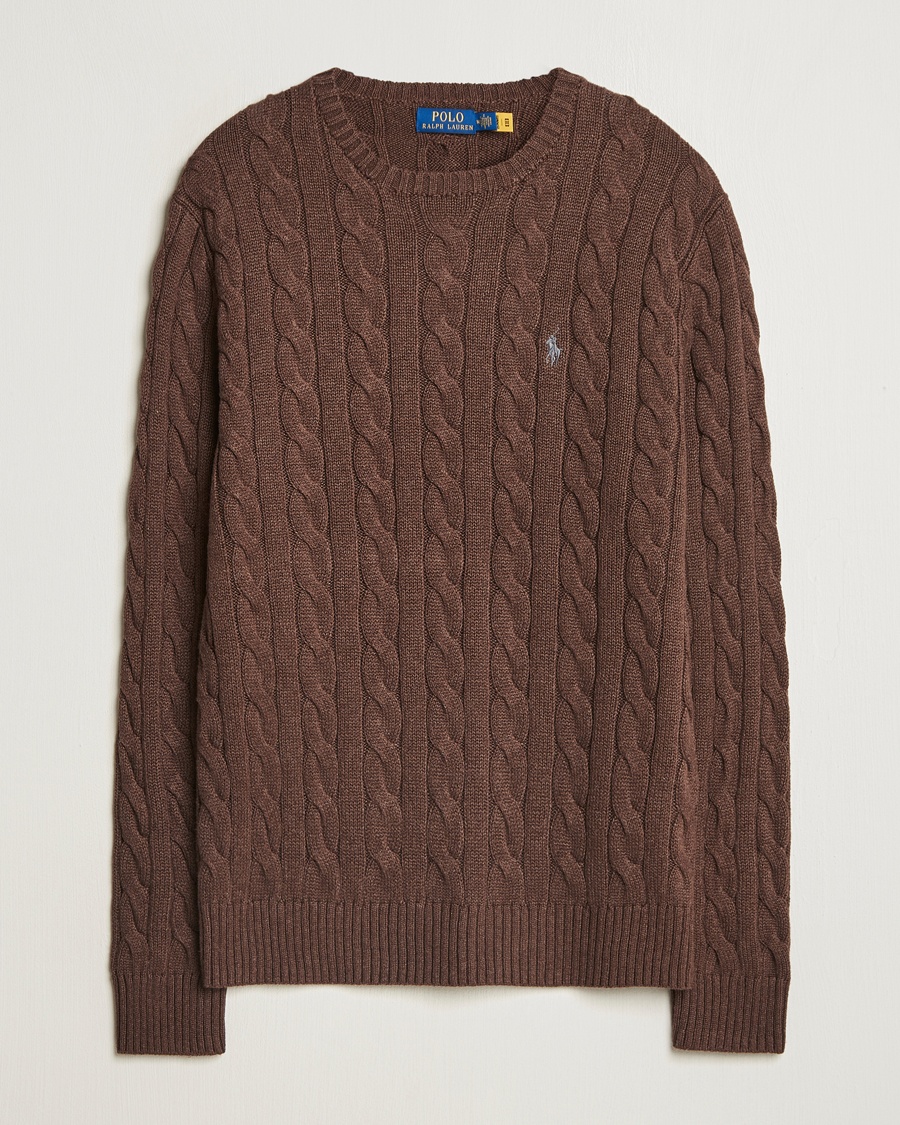 Herr | Tröjor | Polo Ralph Lauren | Cotton Cable Pullover Dark Roast Melange