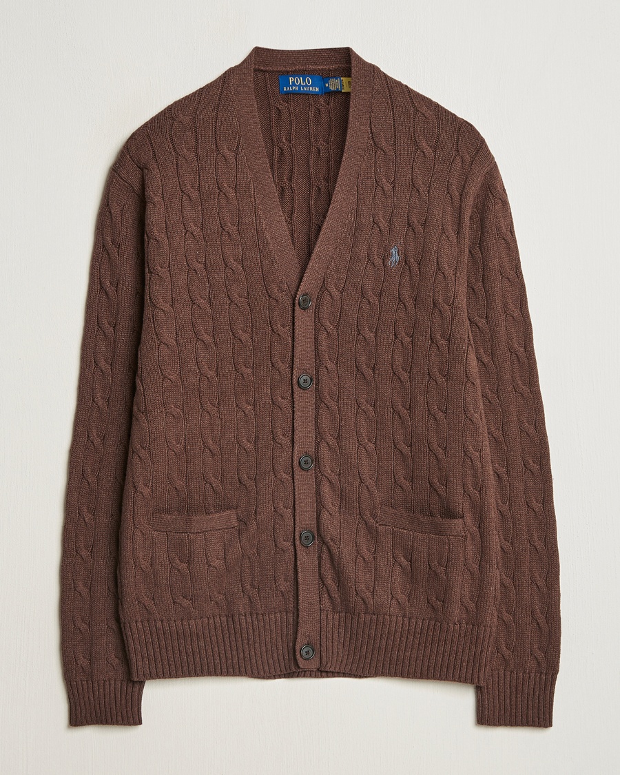 Herr | Cardigans | Polo Ralph Lauren | Cotton Cable Cardigan Dark Roast Melange