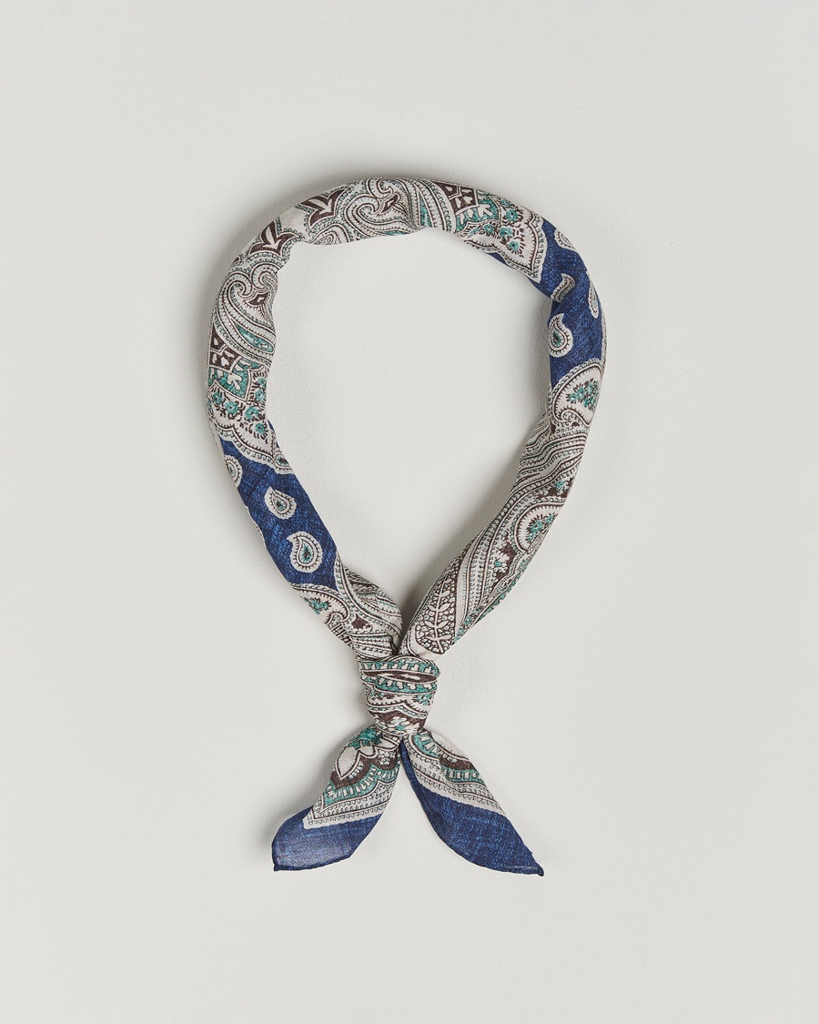 Herr | Accessoarer | Amanda Christensen | Cotton Voilé Printed Paisley Bandana Navy