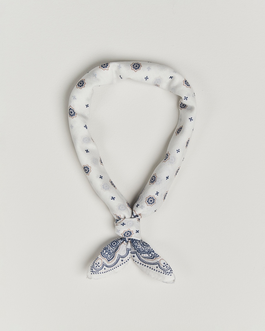 Herr | Accessoarer | Amanda Christensen | Cotton Voilé Printed Medallion Bandana Cream