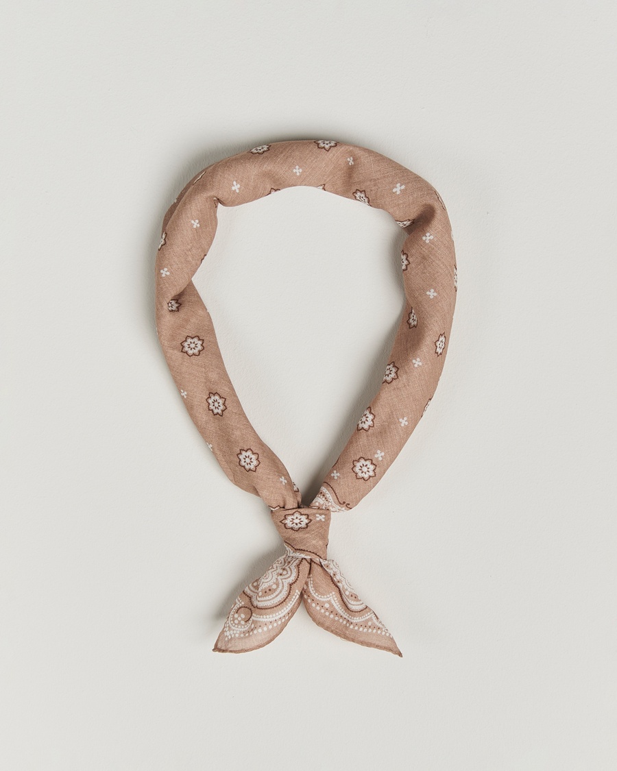 Herr | Accessoarer | Amanda Christensen | Cotton Voilé Printed Medallion Bandana Sand