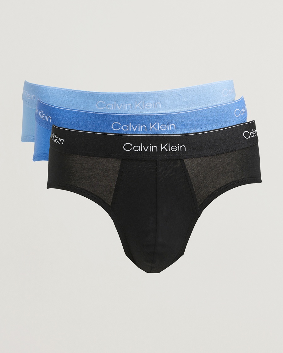 Calvin Klein 3-Pack Icon Cotton Stretch Hip Brief Black/Blue/Light Blue – Blå