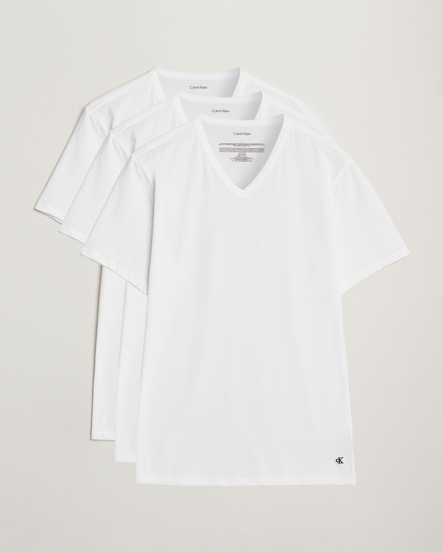Calvin Klein 3-Pack Cotton Stretch V-Neck T-Shirt White – Vit