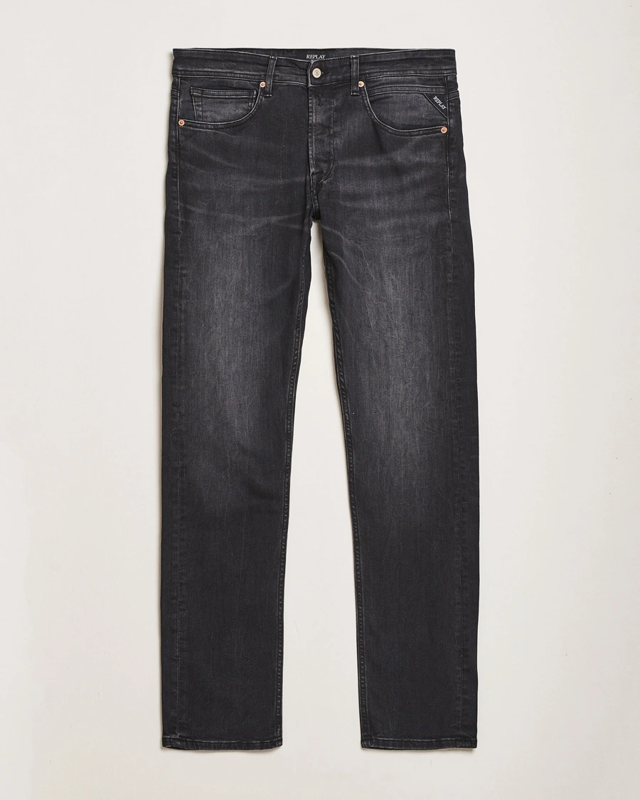 Herr | | Replay | Grover Straight Fit Stretch Jeans Washed Black