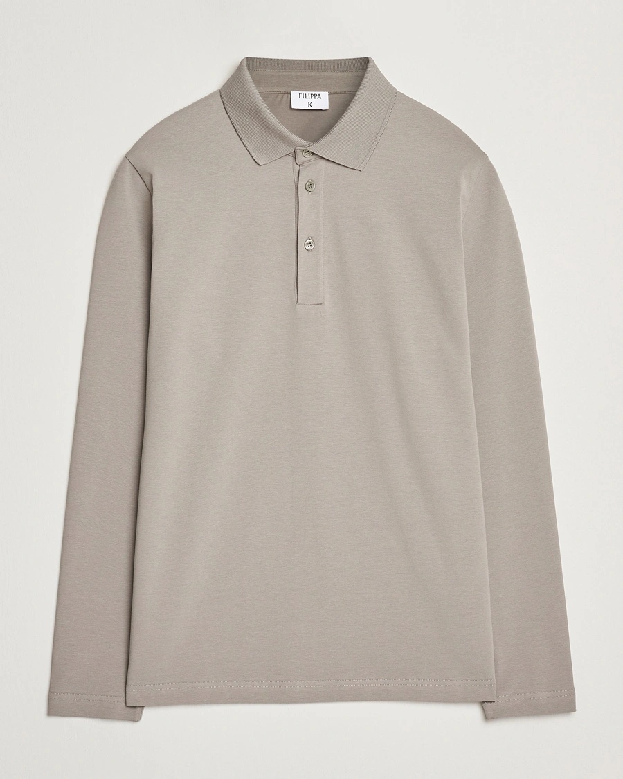 Herr | Långärmade pikéer | Filippa K | Luke Stretch Polo Shirt Dove Grey
