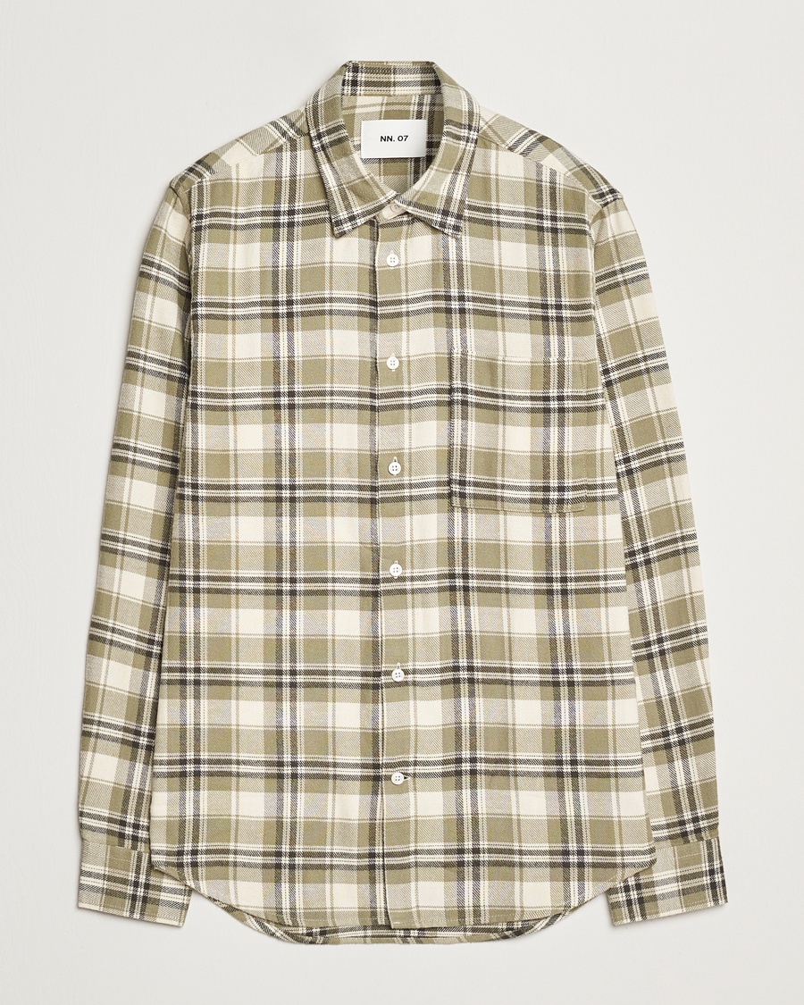 Herr | Kläder | NN07 | Arne Brushed Cotton Checked Shirt Green/Beige