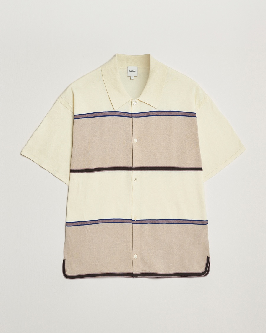 Herr | Tillfälligt säsongserbjudande | Paul Smith | Cotton Striped Knitted Short Sleeve Shirt White