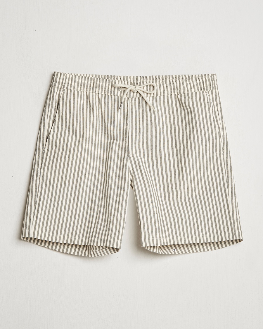 Herr | NN07 | NN07 | Gregor Striped Drawstring Shorts Green/White