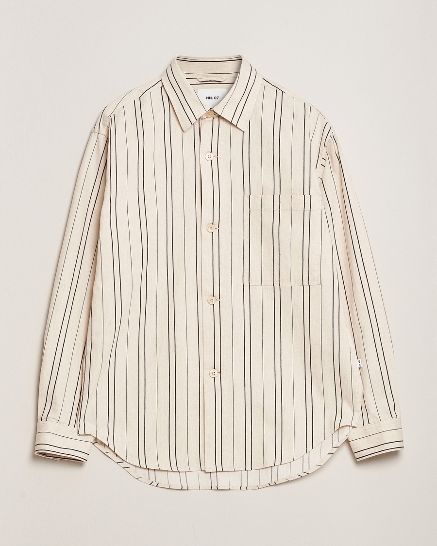 Herr | Overshirts | NN07 | Adwin Striped Overshirt Ecru/Black