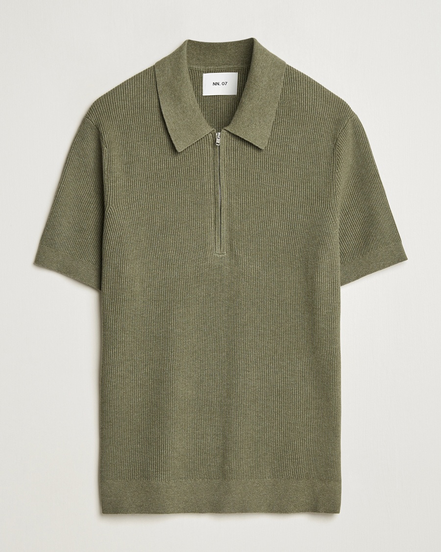 Herr | Pikéer | NN07 | Hansie Half Zip Knitted Polo Capers Green
