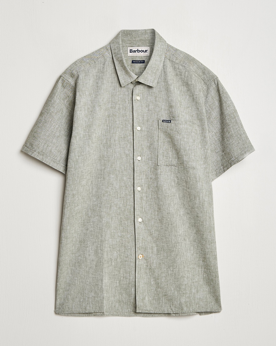 Barbour Lifestyle Nelson Short Sleeve Linen/Cotton Shirt Bleached Olive – Grön