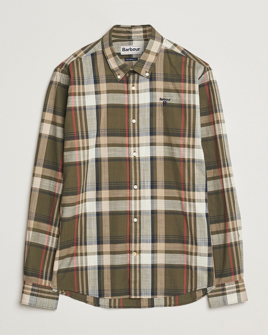 Herr | Nya produktbilder | Barbour Lifestyle | Kidd Checked Cotton Shirt Dark Olive