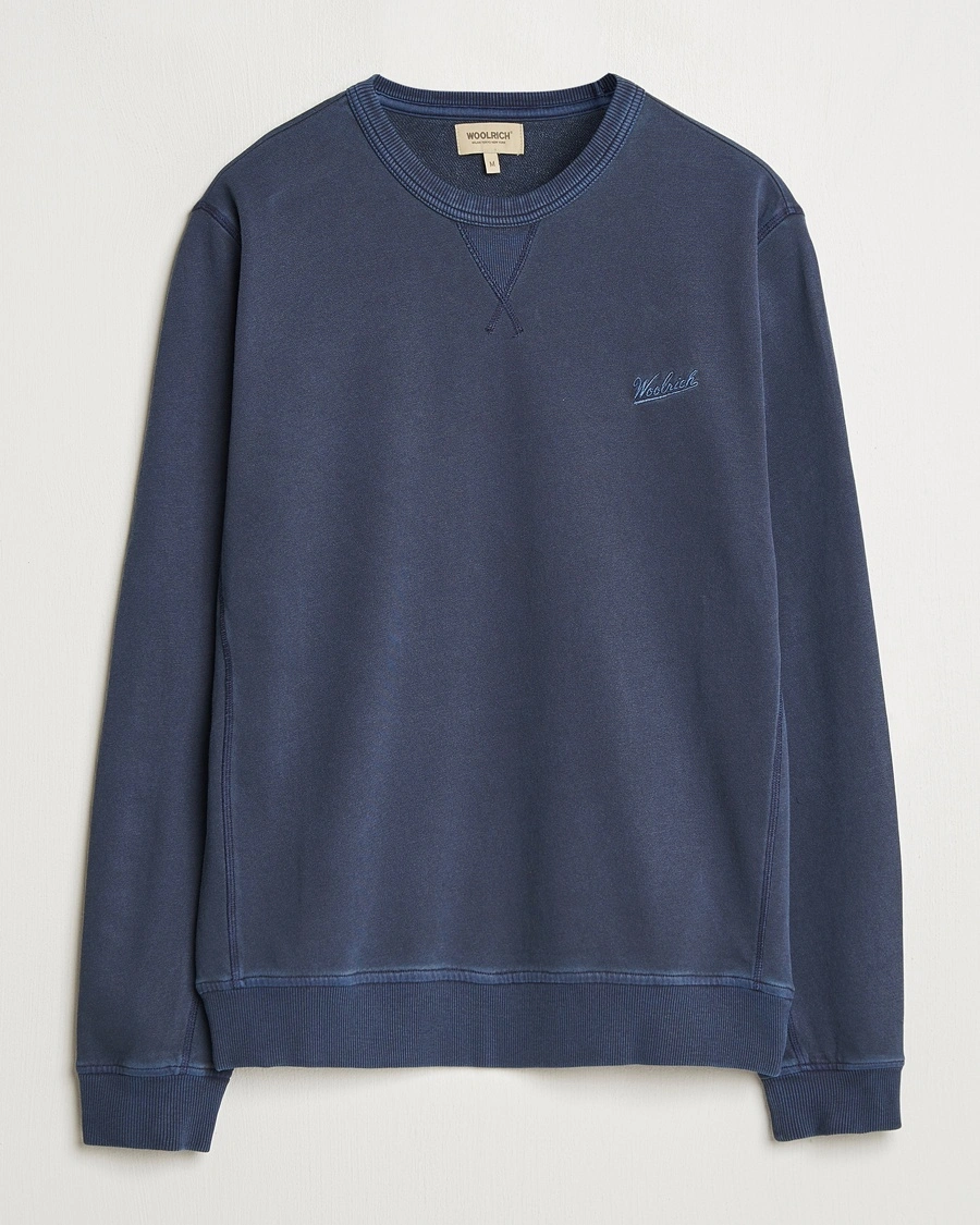 Herr | Kläder | Woolrich | Garment Dyed Crewneck Dream Blue