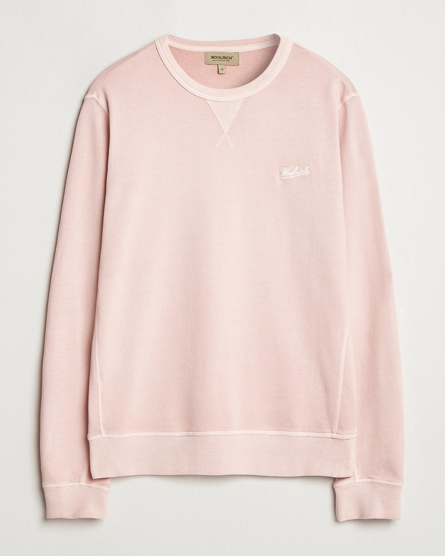 Herr | Kläder | Woolrich | Garment Dyed Crewneck Rose Smoke
