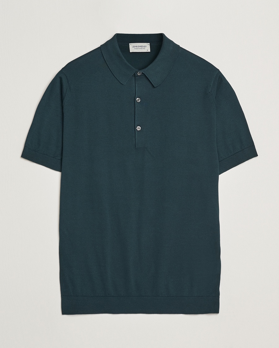 John Smedley Adrian Slim Fit Sea Island Polo Rain Forest – Grön