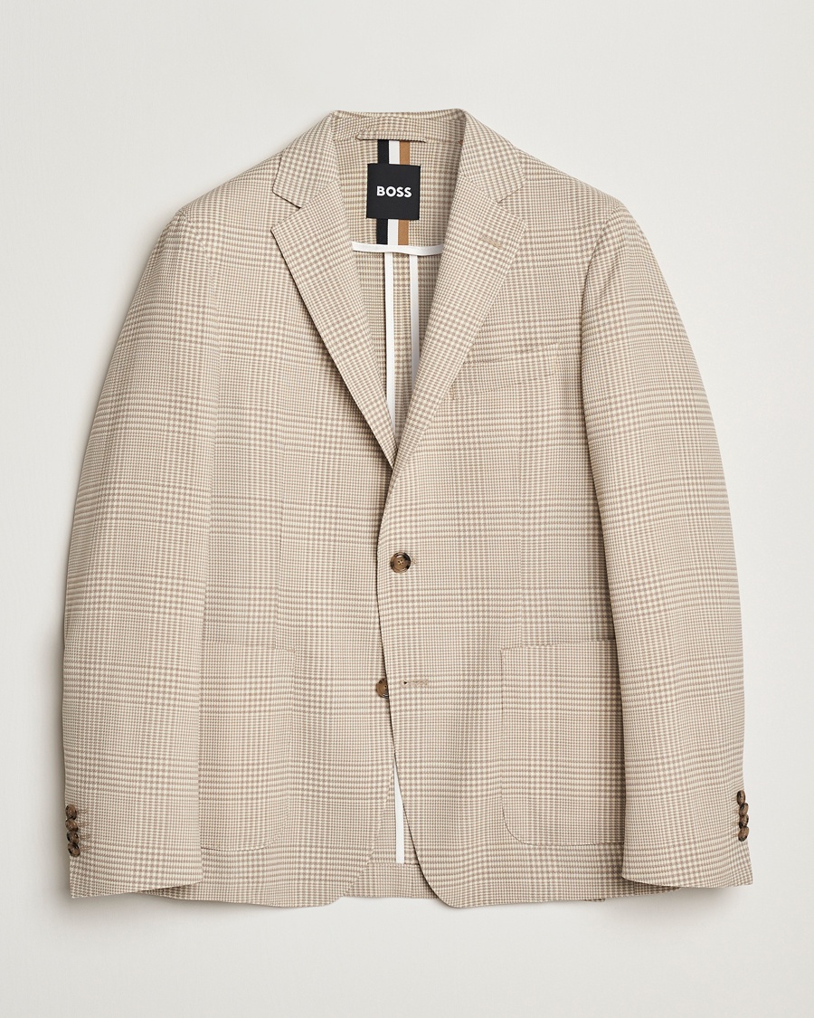 Herr | Lojalitetserbjudande | BOSS BLACK | Hanry Wool Checked Blazer Light Beige
