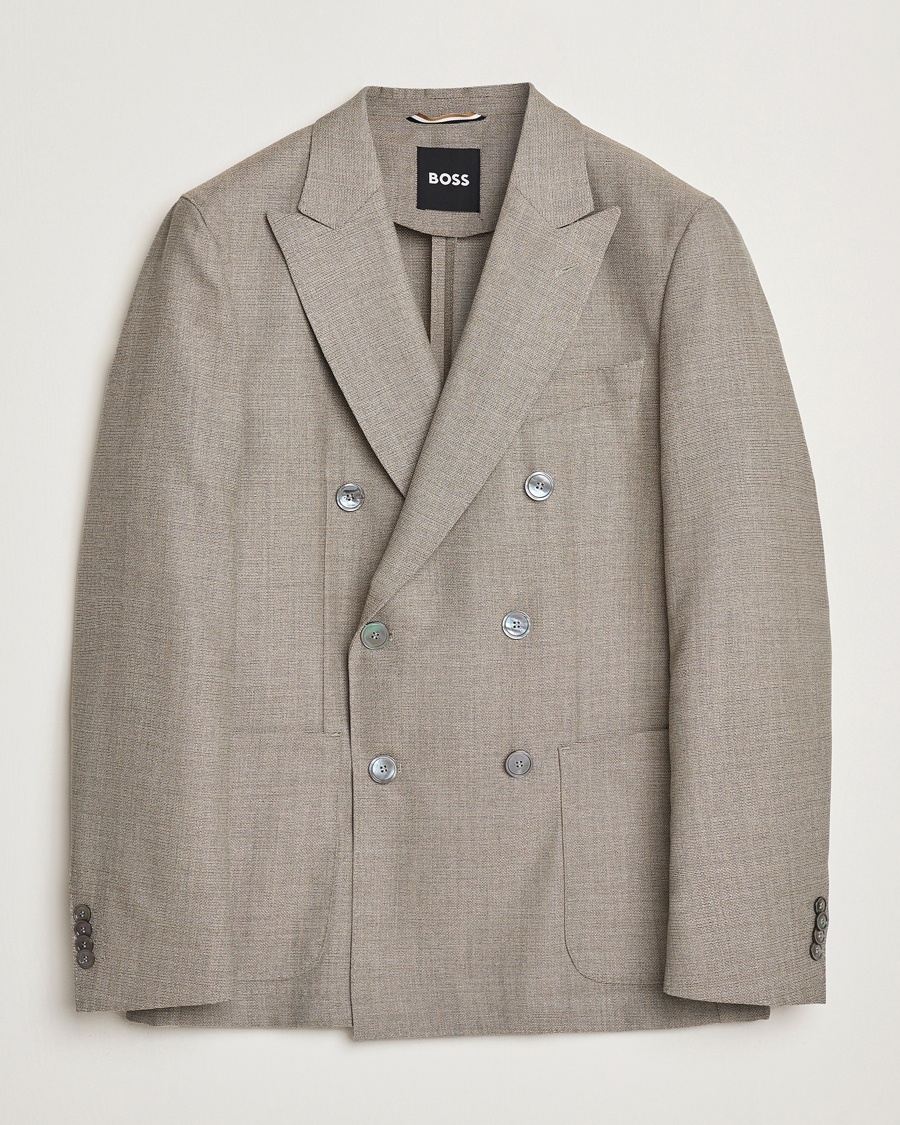 Herr | Lojalitetserbjudande | BOSS BLACK | Huge Wool Double Breasted Blazer Light Beige