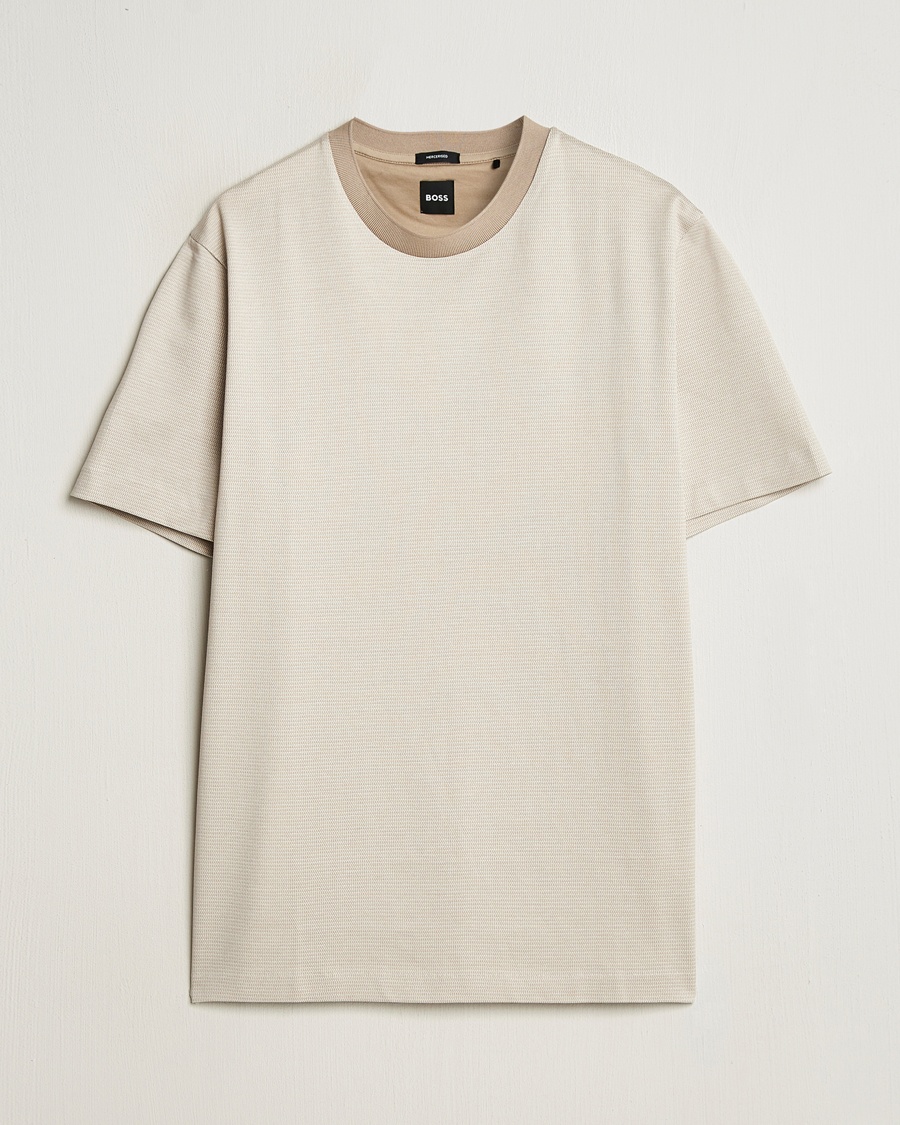 Herr | T-Shirts | BOSS BLACK | Thompson Structured T-Shirt Light Beige
