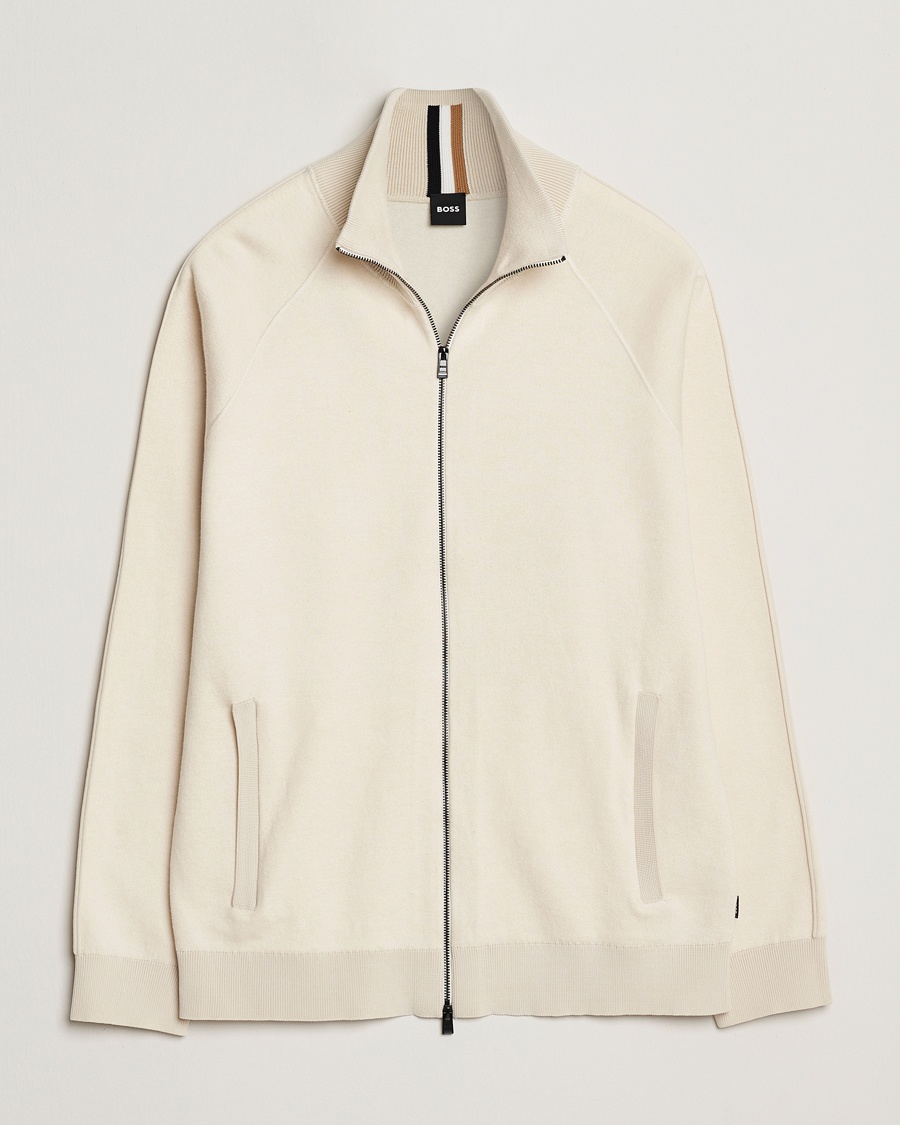 Herr | Lojalitetserbjudande | BOSS BLACK | Domico Knitted Full Zip Open White