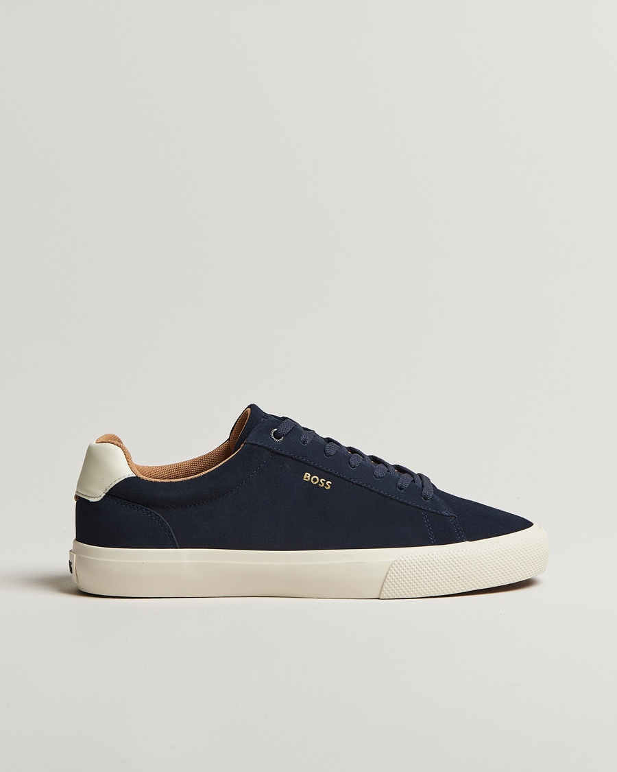 Herr | BOSS | BOSS BLACK | Aiden Suede Sneaker Navy