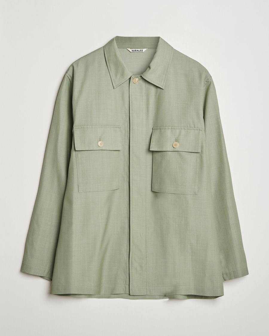 Herr | Vårjackor herr | Auralee | Wool Herringbone Overshirt Olive