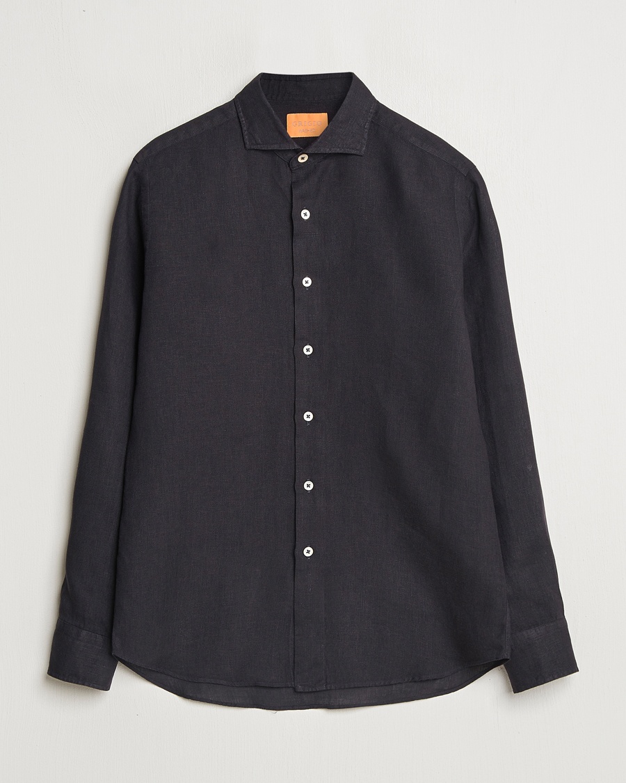 Herr | Linneskjortor | Grigio | Linen Casual Shirt Black