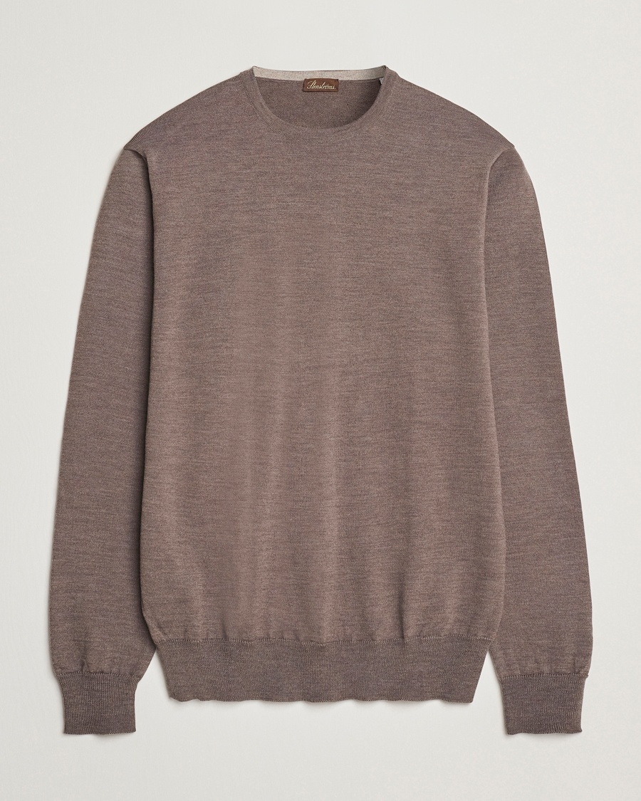 Herr | Pullover rundhals | Stenströms | Merino Patch Crew Neck Brown