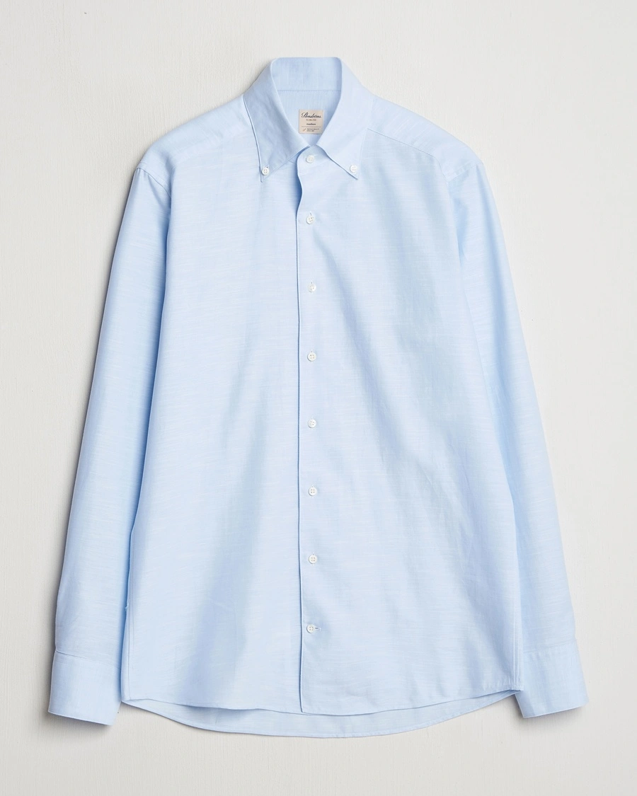 Herr | Skjortor | Stenströms | Soft Cotton One Piece Button Down Shirt Blue