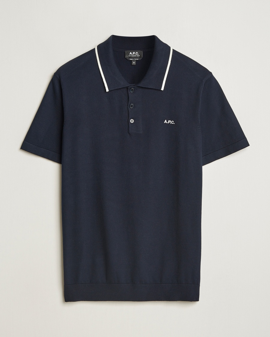 Herr | Pikéer | A.P.C. | Fynn Knitted Polo Marine