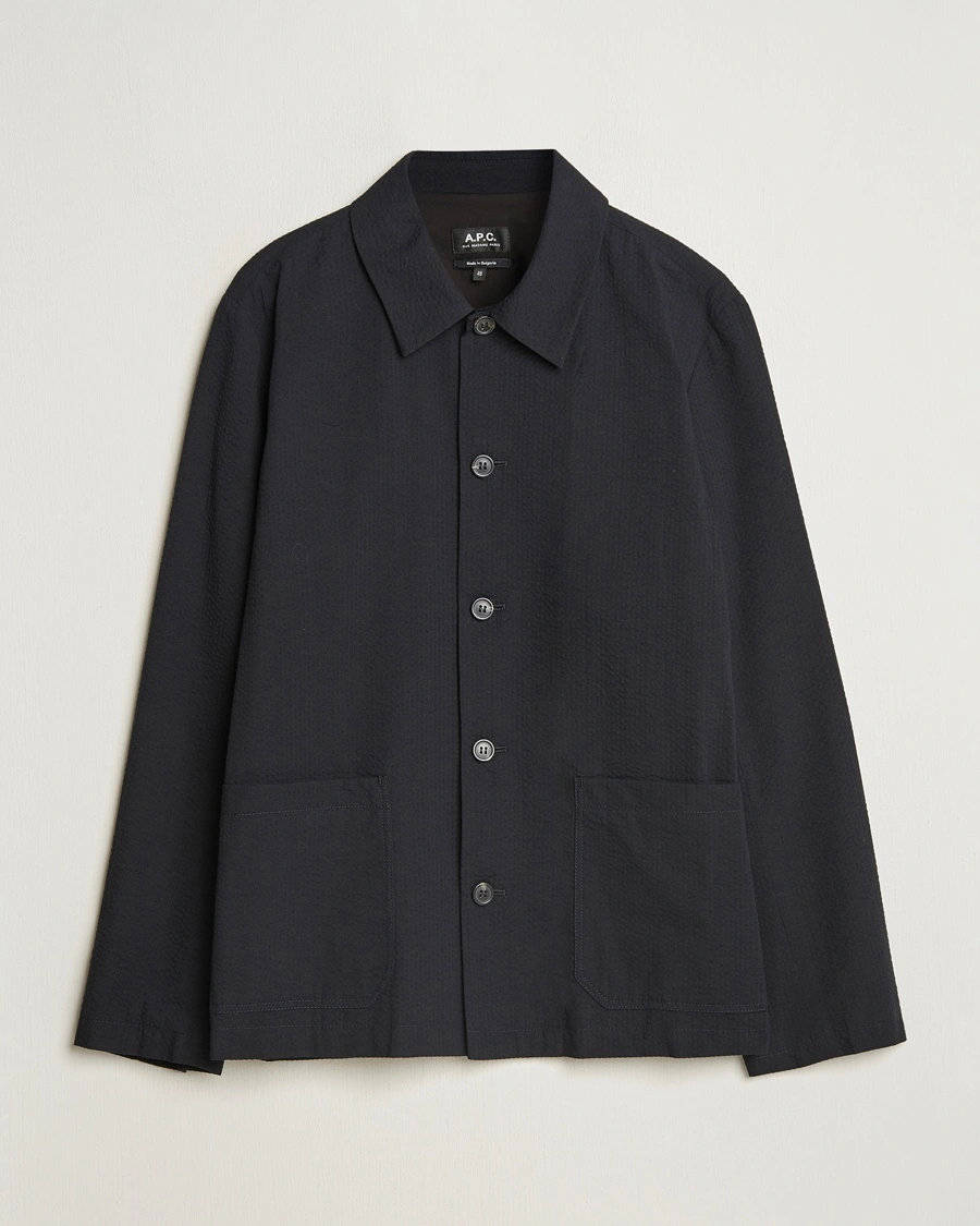 Herr | Overshirts | A.P.C. | Brest Seersucker Overshirt Black
