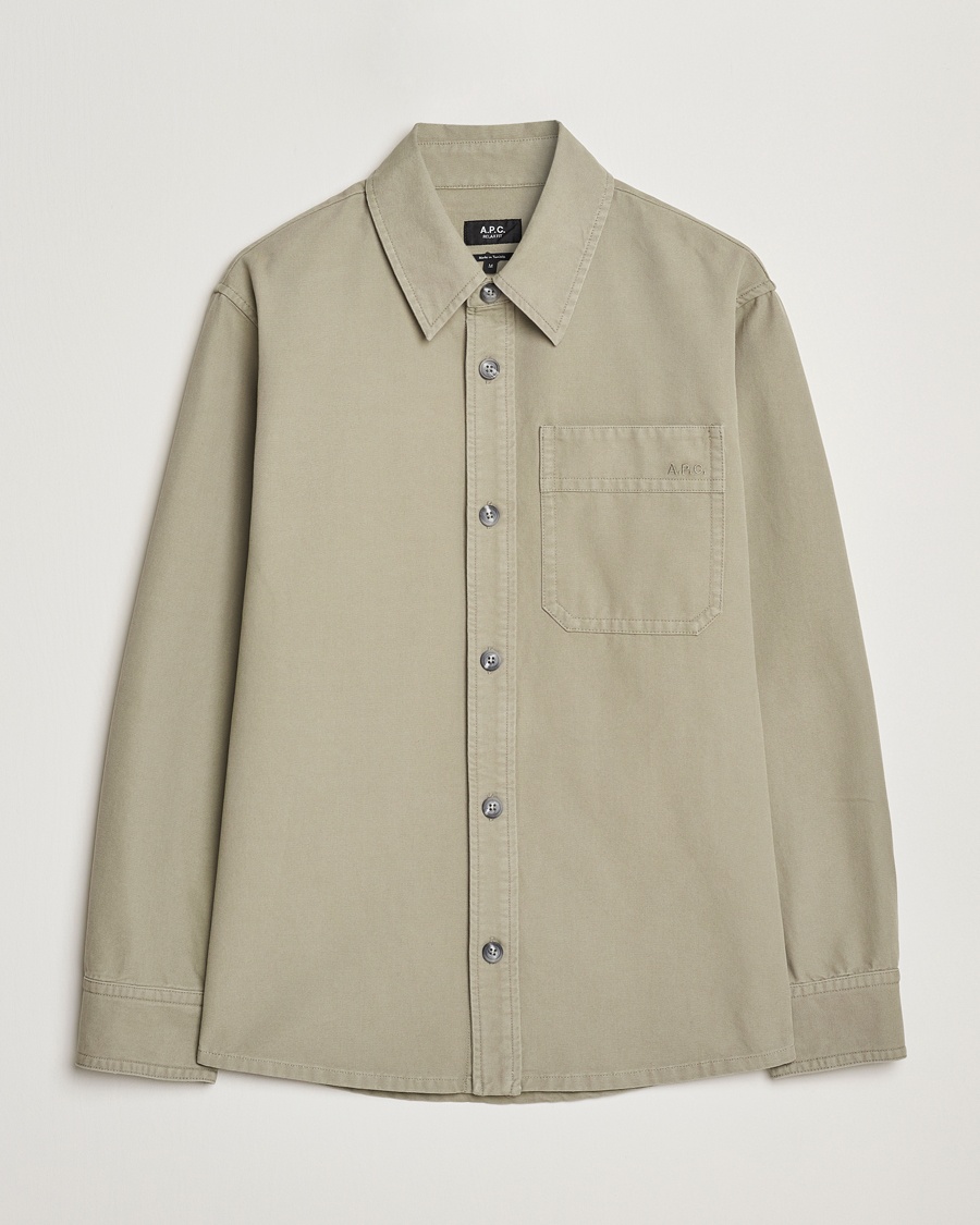 Herr | Business & Beyond - Casual | A.P.C. | Basile Denim Overshirt Gray Green