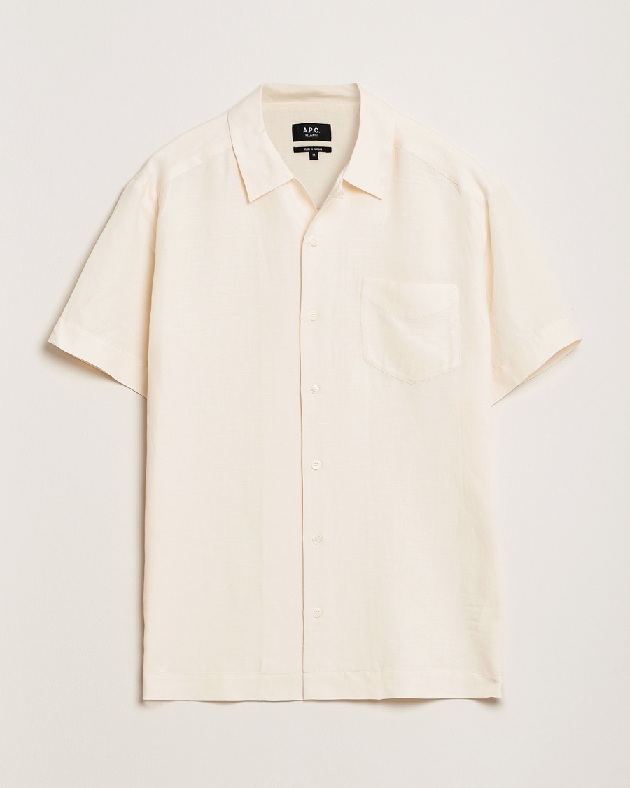 Herr | Kortärmade skjortor | A.P.C. | Roy Woven Short Sleeve Shirt Ecru