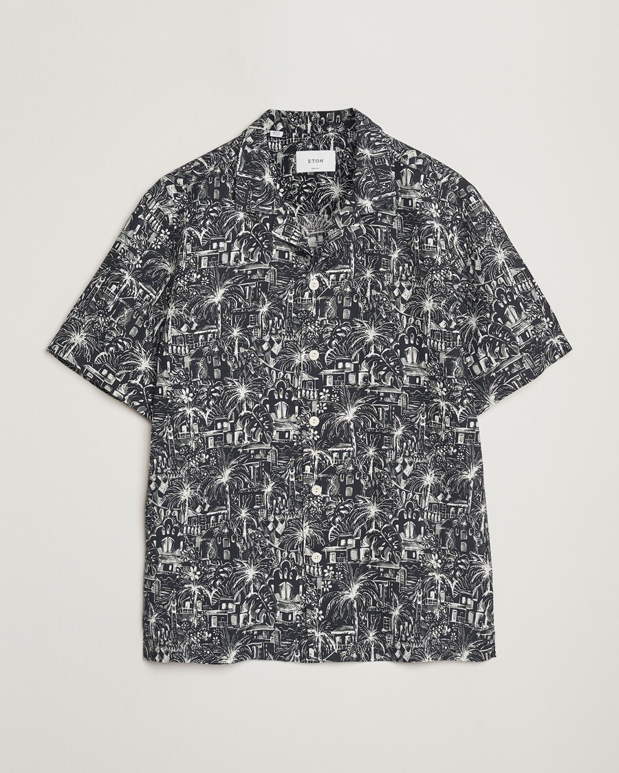 Herr | Eton | Eton | Resort Printed Short Sleeve Shirt Black