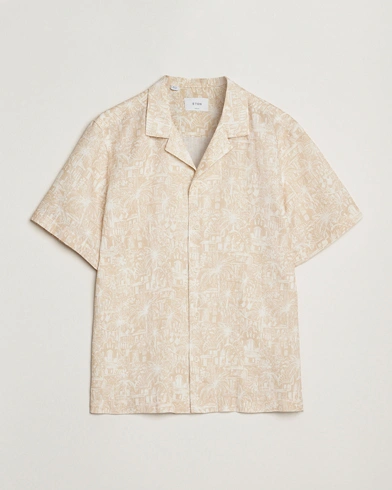 Herr | Eton | Eton | Resort Printed Short Sleeve Shirt Beige