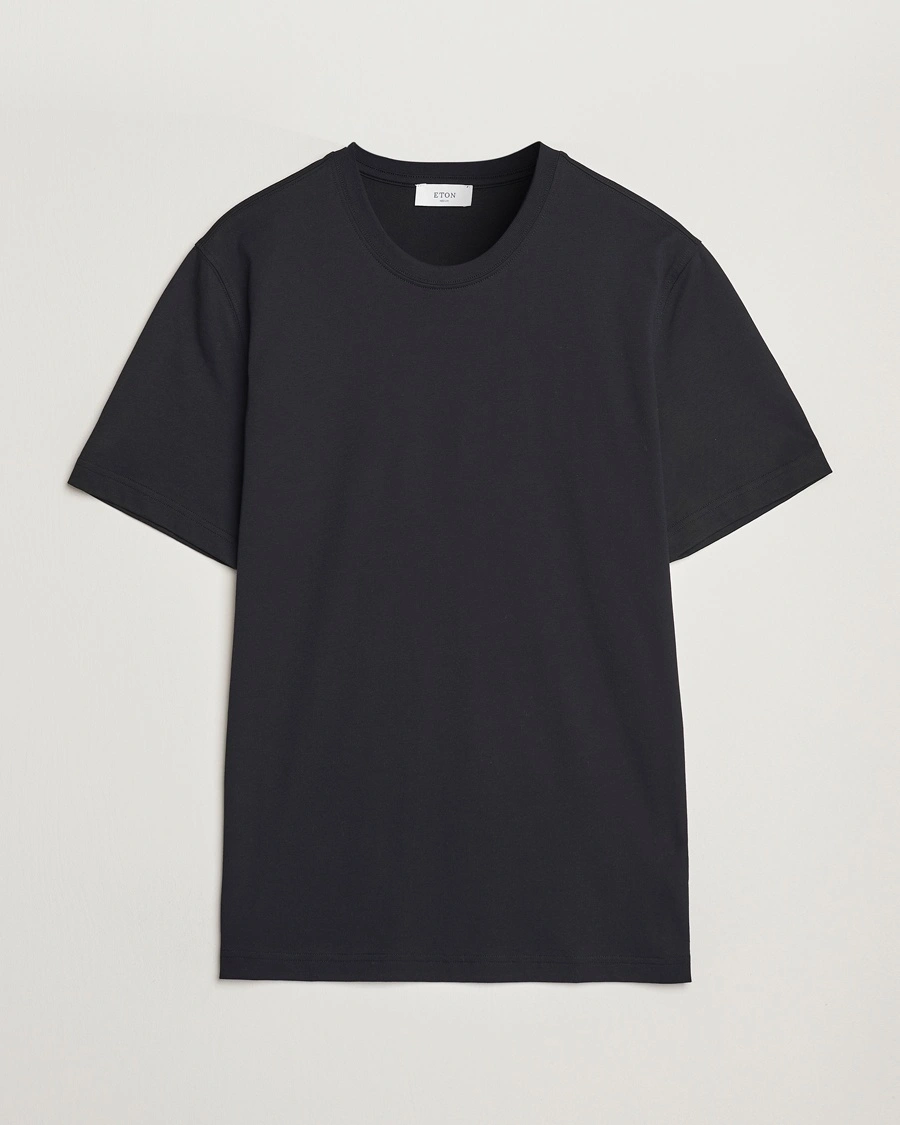 Herr | Eton | Eton | Mercerized Jersey Crew Neck T-Shirt Black